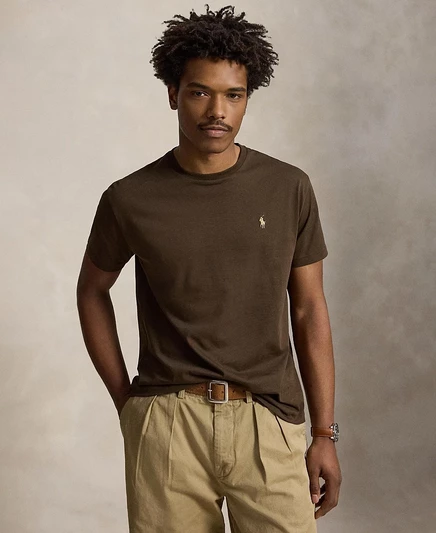 Мужская футболка Polo Ralph Lauren с круглым вырезом, коричневая