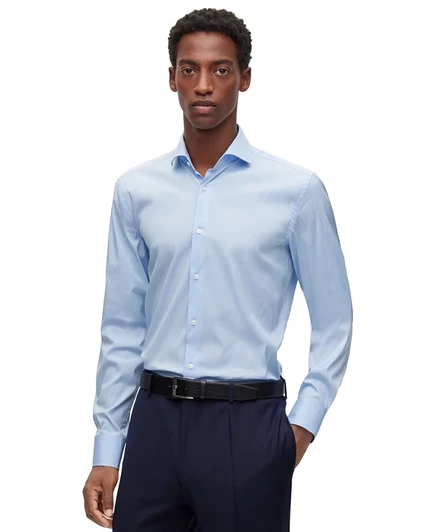 Мужская приталенная рубашка Hugo Boss Easy-Iron, синяя