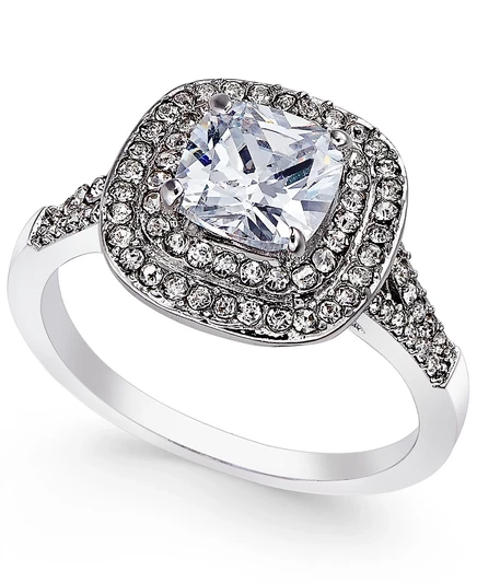 Центральное кольцо Charter Club с двойным кристаллом Halo в центре, созданное для Macy's silver