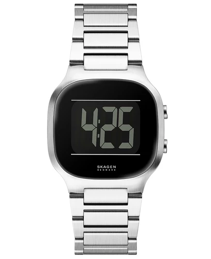 Мужские цифровые ЖК-часы Skagen Mellem серебристого цвета из нержавеющей стали, 38 мм серебристый