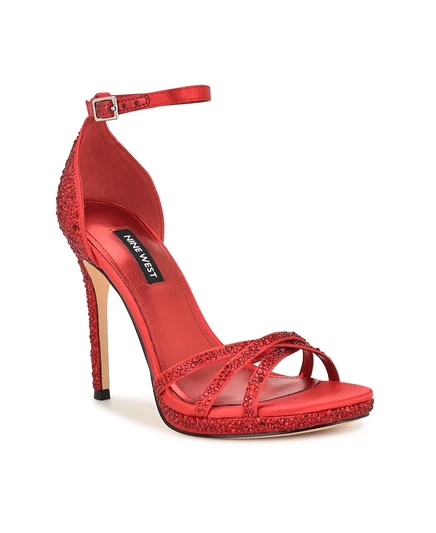 Женские босоножки на шпильке с ремешками от Nine West, украшенные Лартей, красные