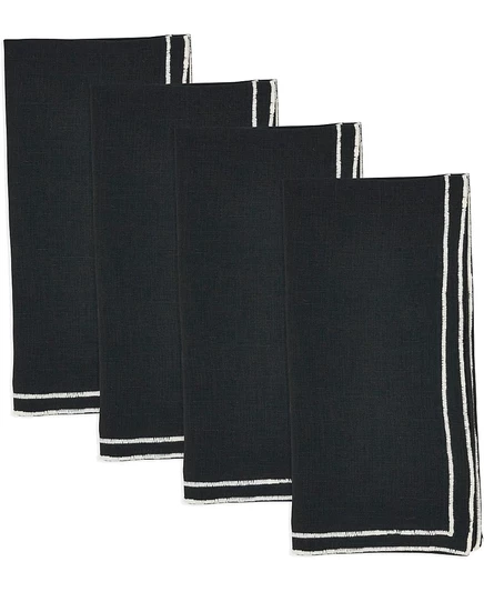 Салфетки SARO LIFESTYLE льняные вышитые 51×51 см, черные