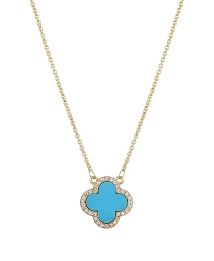 Колье Adornia Clover с цирконием и бирюзой, синее