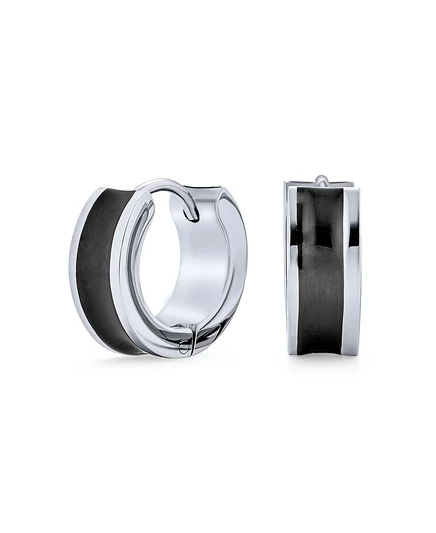 Унисекс серьги Bling Jewelry Huggie 13 мм с эмалью, черные