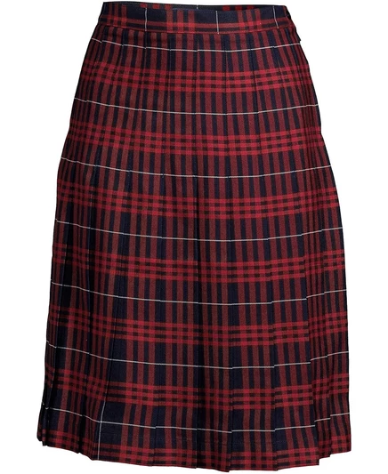 Женская клетчатая юбка-плиссе длиной ниже колена от Lands'End classic navy large plaid
