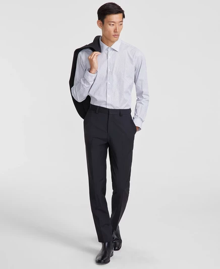 Костюмные брюки из шерсти для мужчин Hugo Boss black