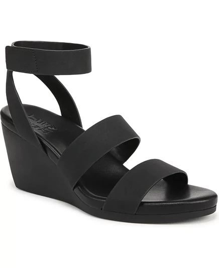  Женские босоножки на танкетке Priya с ремешками black faux nubuck