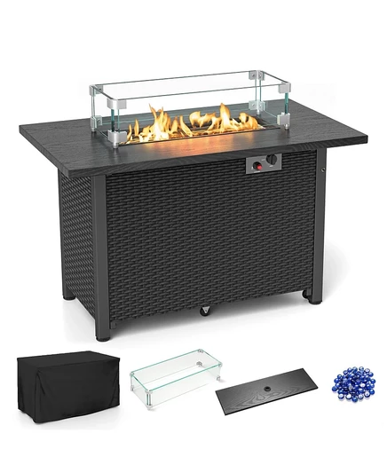 GOUUN 50000 BTU 2-дюймовый газовый каминный стол ropane с защитой от ветра и стеклянными камнями
