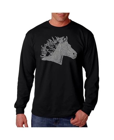Мужской лонгслив LA Pop Art Horse Mane, чёрный