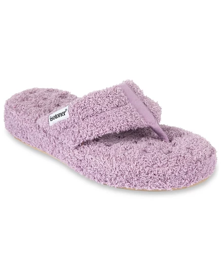 Фирменные женские уютные плюшевые шлепанцы Joey Flip Flop от Isotoner фиолетового цвета