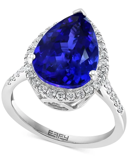 Кольцо EFFY 14K белое золото танзанит 6 кт, синий