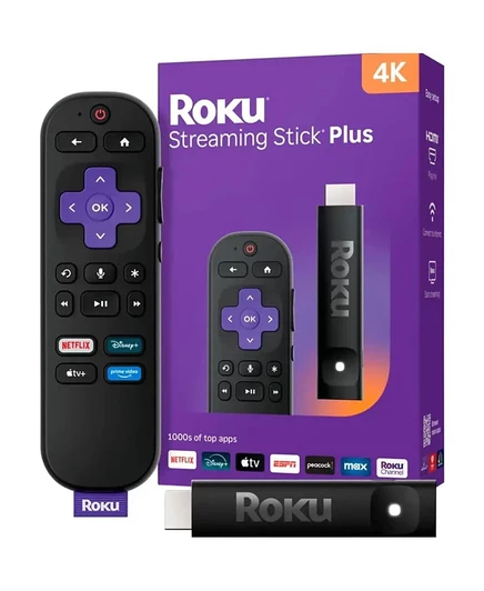 ROKU Streaming Stick Plus 4K с голосовым пультом дистанционного управления черный