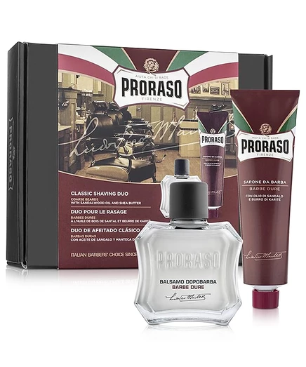 Proraso, 2 шт. Классический набор крема для бритья и бальзама после бритья - Питательная формула для грубой бороды, которая не окрашивается