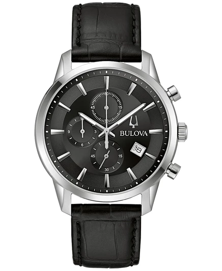 Мужские часы Bulova Sutton хронограф 41 мм, кожа, черные