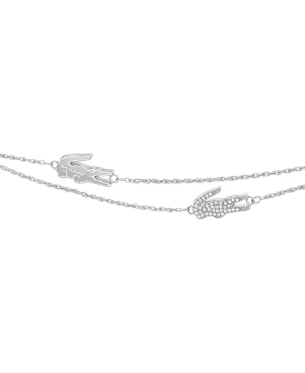 Браслет Lacoste с кулоном-крокодилом, серебристый