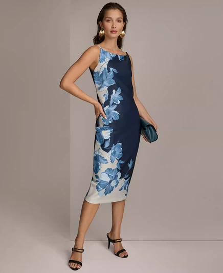 Платье-футляр Donna Karan New York Petites с цветочным принтом nightfall multi