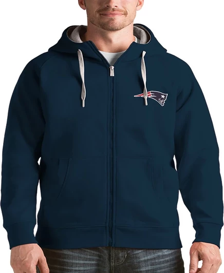 Мужская толстовка Antigua Navy New England Patriots Victory с капюшоном на молнии