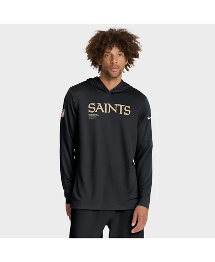 Мужская черная футболка с капюшоном и длинными рукавами New Orleans Saints Sideline Pure Fury Dri-FIT black