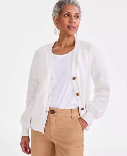  Женский свитер-кардиган из смешанного хлопка, эксклюзивно в Macy's natural