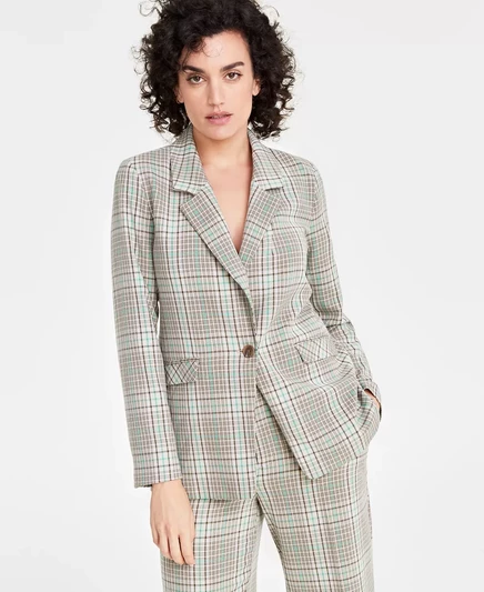  Женский однотонный блейзер-бойфренд, созданный для Macy's catalina green combo