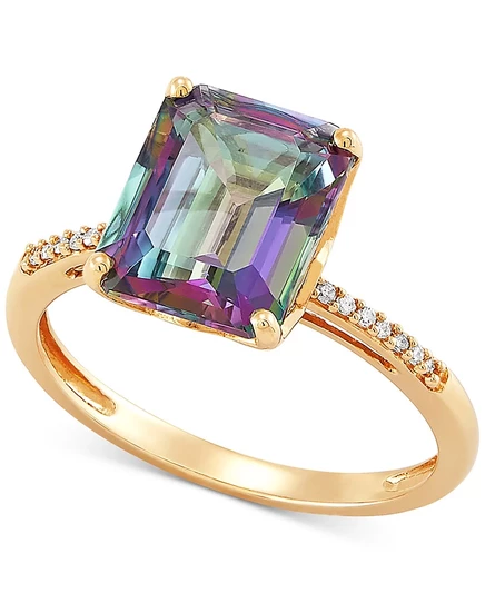 Кольцо Macy's мистик-топаз 4 кт. с бриллиантом, 14k золото