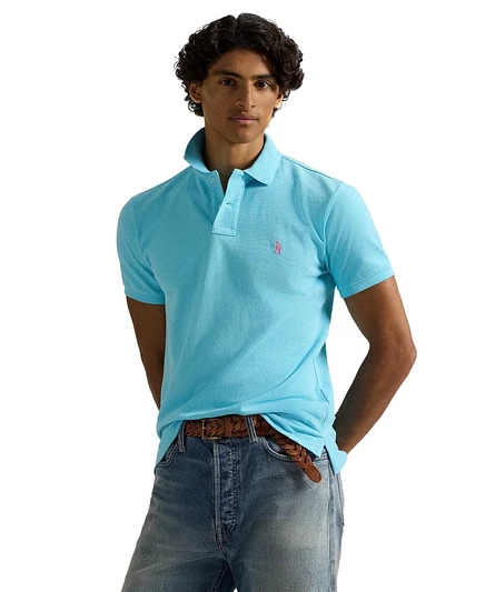 Мужское поло Polo Ralph Lauren Custom Slim-Fit, синее (5)
