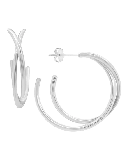 Серьги Essentials перекрещенные C-образные, серебристые