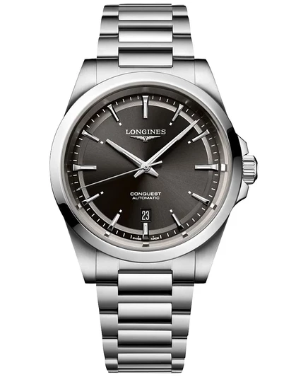 Мужские часы Longines Conquest автомат 41 мм, серебристые