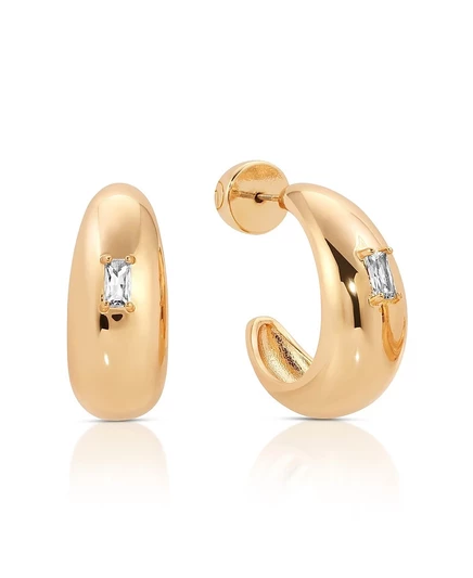 Серьги-кольца Ettika Oval Dome Baguette позолоченные, золотистые