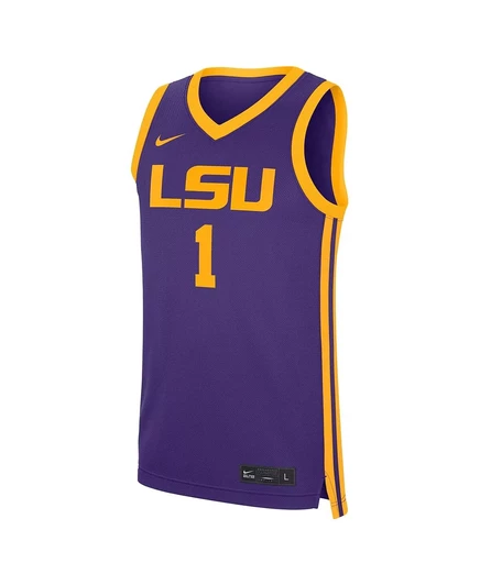 Мужская футболка Nike 1 фиолетового цвета LSU Tigers Road Replica purple