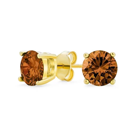 Серьги Bling Jewelry с фианитами, коричневые