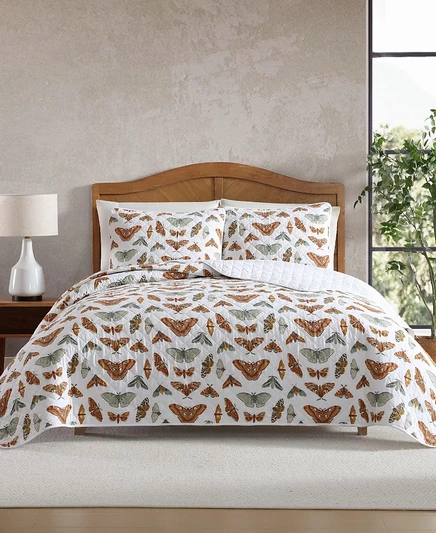 Стеганое покрывало Eddie Bauer Wilford Butterfly, бежевое