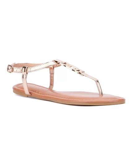  Женские сандалии Kaia с Т-образным ремешком и Металлической фурнитурой rose gold