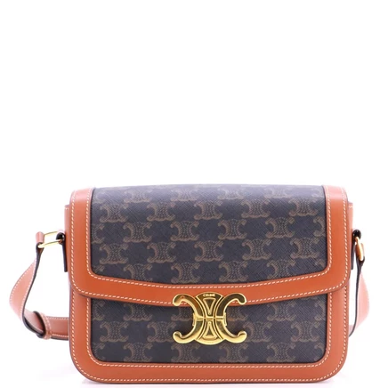 Женская сумка Pre-Owned Celine Medium Triomphe, коричневая