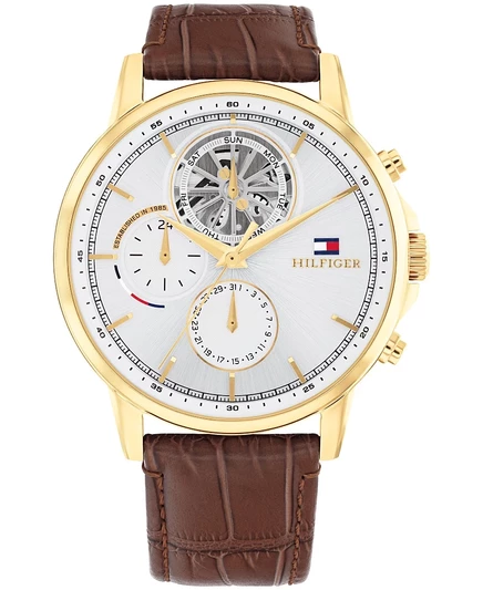 Мужские часы Tommy Hilfiger, коричневый ремешок, серебристые
