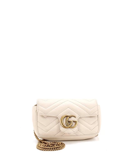 Женская сумка Gucci Super Mini GG Marmont кожаная, белая