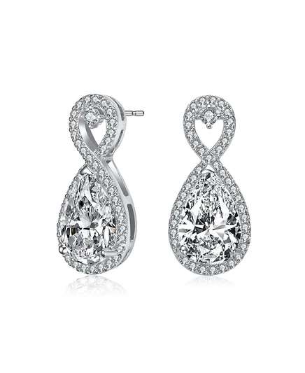 Серьги-капли Infinity из чистого серебра с покрытием из белого золота, прозрачной грушей и круглым кубическим цирконием, серебряные