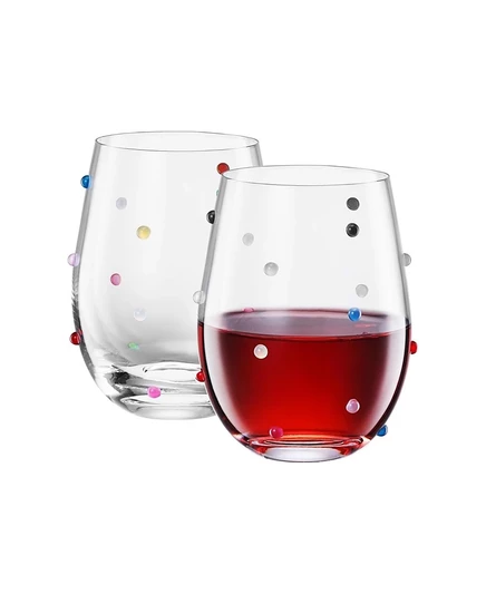 Бокалы для вина The Wine Savant Confetti в горошек без ножек, набор из 2 мульти-бокалов