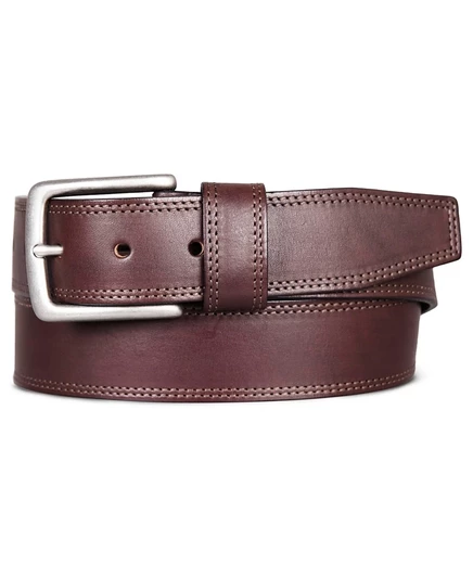 Мужской кожаный ремень Lucky Brand с двойной строчкой 1,5″, коричневый