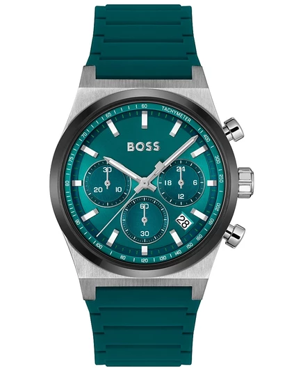 Мужские силиконовые часы Hugo Boss Candor с кварцевым хронографом зеленого цвета, 41 мм, зеленые