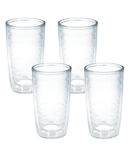 Прозрачная и красочная столешница Tervis, сделано в США, Дорожный стакан с двойными стенками, сохраняет напитки холодными и горячими, 16 унций - 4pk, прозрачный