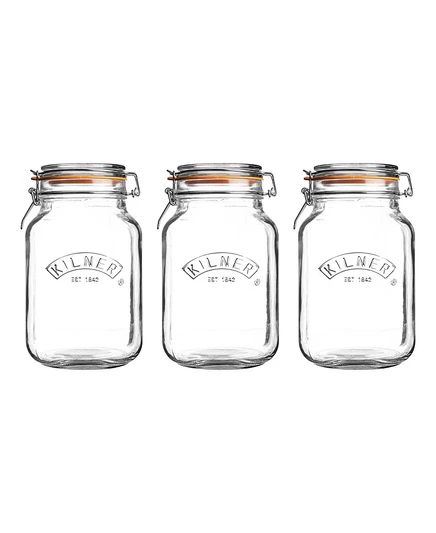 Банки Kilner квадратные с зажимом, 2 л, 3 шт., прозрачные