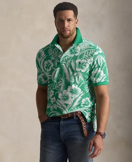 Мужская рубашка поло Polo Ralph Lauren Big & Tall с коротким рукавом и тропическим принтом, зеленая