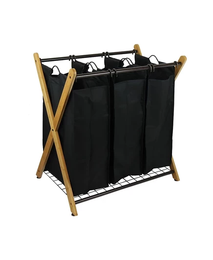 Сортировщик белья Oceanstar X-Frame Bamboo на 3 мешка, черный