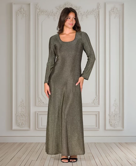 Женское платье 24seven Comfort Apparel макси с люрексом, золотистое
