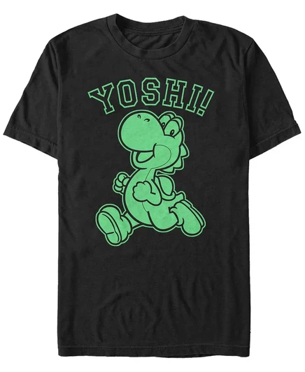 Мужская футболка с принтом Nintendo Super Mario Running Yoshi с коротким рукавом black