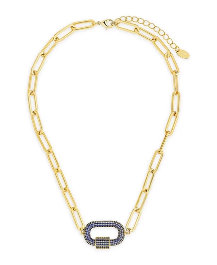 Ожерелье с замком-карабином из кубического циркония Sterling Forever Pave gold, blue