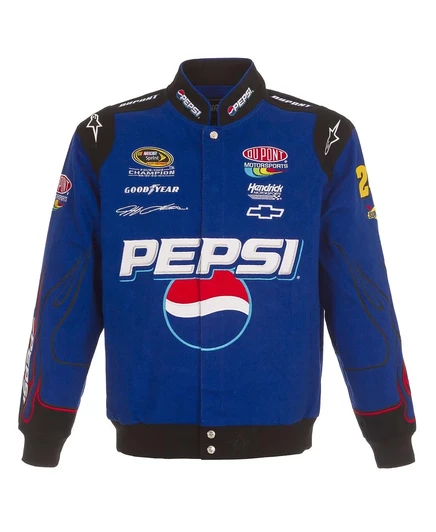 Мужская куртка Royal Jeff Gordon Pepsi от JH Design из саржи на пуговицах royal