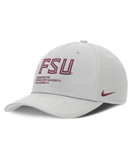 Мужская серая шляпа Nike Florida State Seminoles 2025 с регулируемой посадкой по бокам от пыли, серая