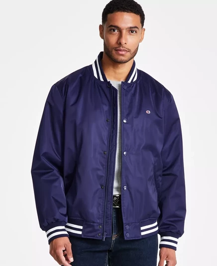 Мужская классическая университетская куртка в полоску с логотипом peacoat navy